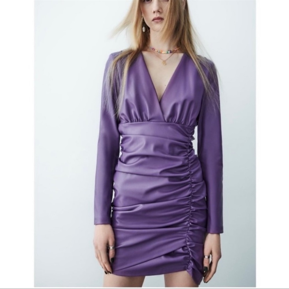 Zara faux leather draped dress